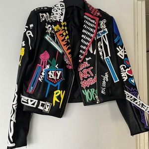 Graffiti Punk Rock Leather Jacket